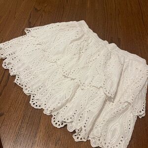 Elegant White Eyelet Mini Skirt
